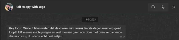 Happy With Yoga — Van yogablog naar platform met 2.000 betalende leden — rolf happywithyoga whatsapp proof
