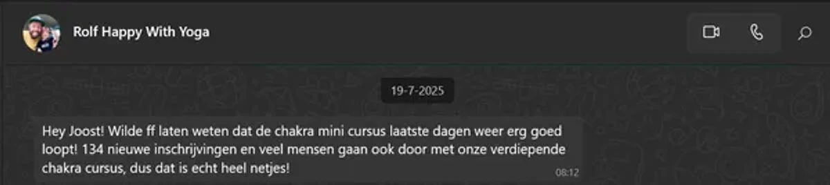 WhatsApp-gesprek met Rolf van Happy With Yoga
